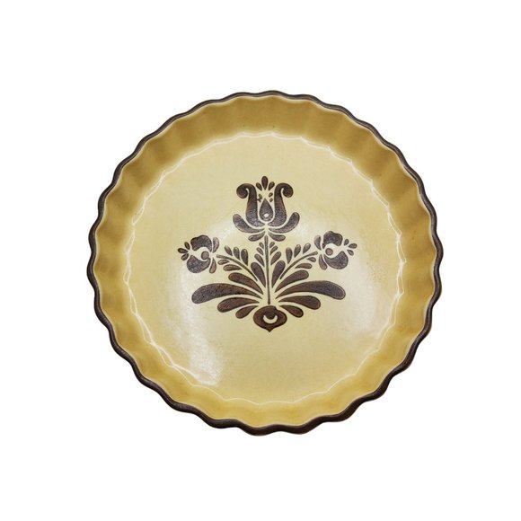 vintage platzgraff stoneware village 9" quiche/ deep pie dish. - Picture 3 of 7